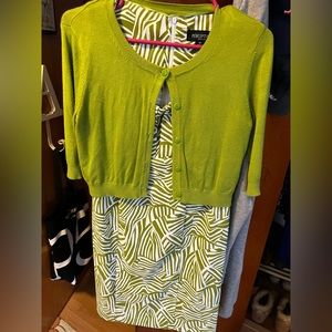 Green and white patterned sundress